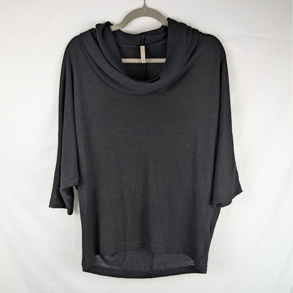 Olivia Moon Womens Cowl Neck 3/4 Dolman Sleeve Black Rayon Blend Top Size Small - Picture 1 of 8
